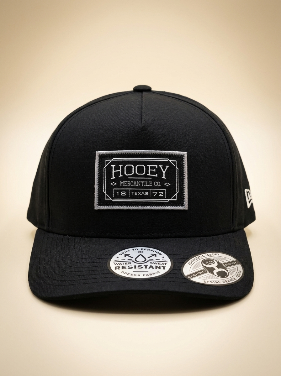 Hooey Mercantile Co. Black Texas Water Resistant Cap #68