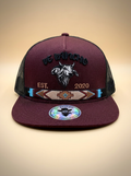 De Rancho Caps #73 Burgundy Bull Head Trucker Hat