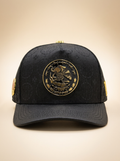Black Floral Jacquard Western Cap with Gold Escudo de Mexico Medallion #FT163