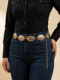 Antique Gold Engraved Concho Chain Belt #MML9238G