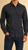 Aeronux Men's Tailored Performance Long Sleeve Shirt in Black #AX1001