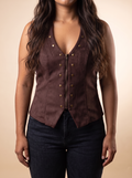 Dakota Chocolate Faux Suede Studded Vest #DBT33532Z