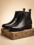 Botas de Caballero Plata Charro Atlas - Black Leather Chelsea Boots #01