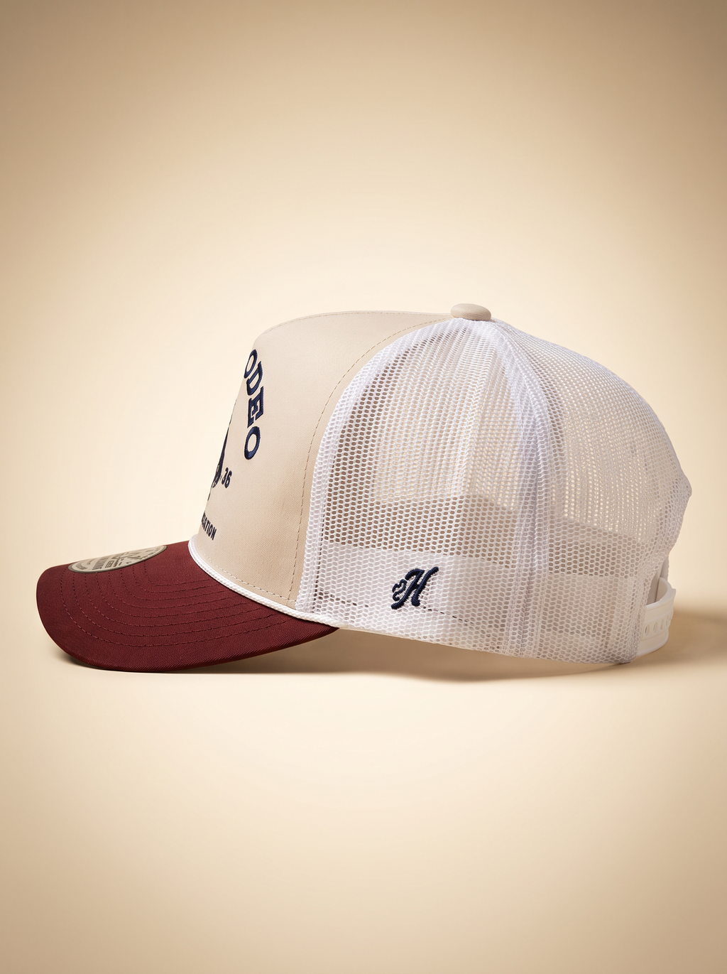 Hooey PRORODEO Cowboys Association Trucker Cap - Tan, White & Maroon #2663T-TNWH